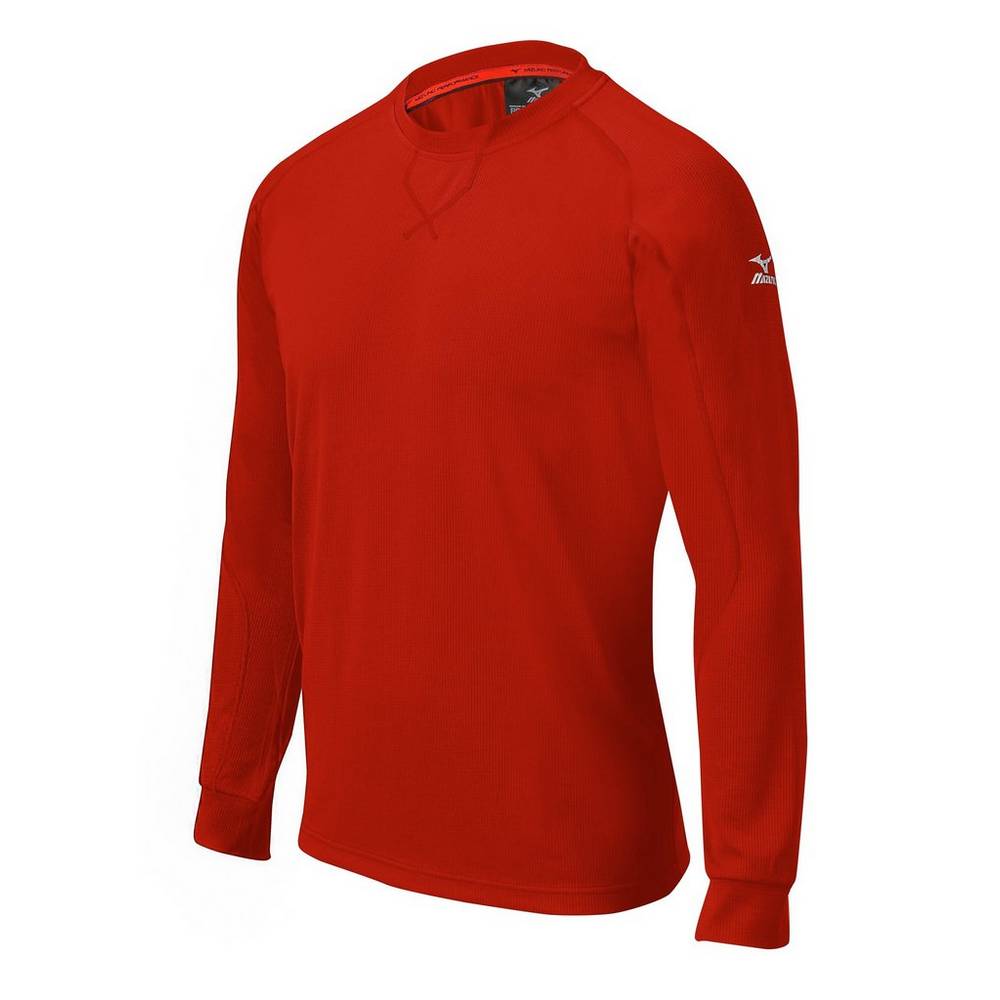 Blusa Mizuno Baseball Comp Long Sleeve Training - Homem - Vermelhas - WZGVD1572